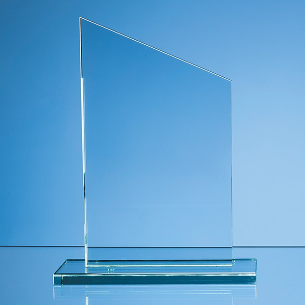 Custom Printed 25cm x 15cm x 12mm Jade Glass Slope Award