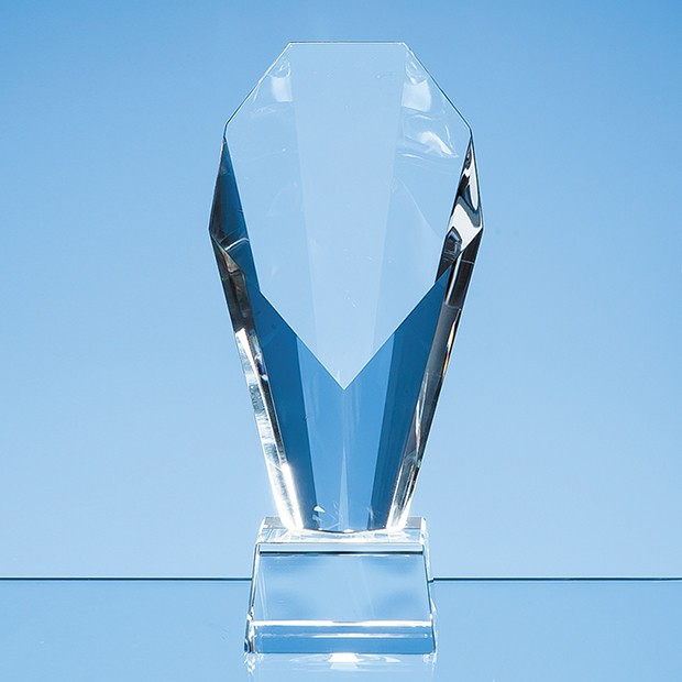 Custom Printed 23.5cm Optical Crystal Mounted Diamond Award