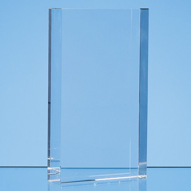 Custom Printed 17cm x 10cm Optical Crystal Rectangle Award, H or V