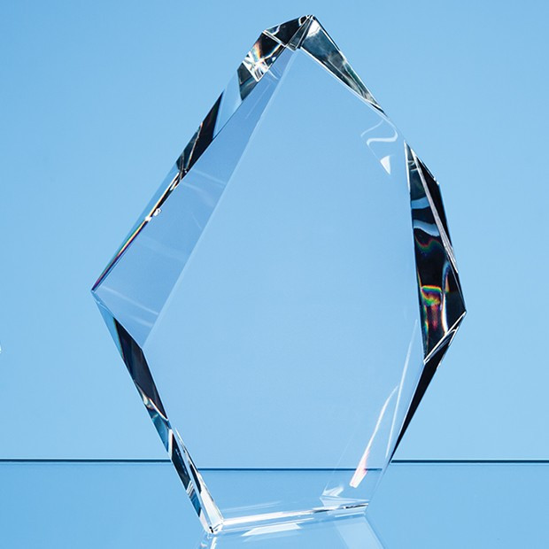 Custom Printed 18cm Optical Crystal Facetted Ice Peak Award