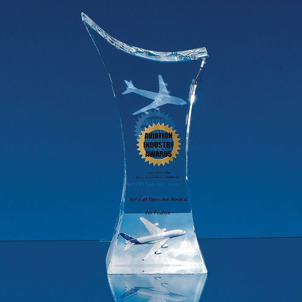 Custom Printed 18.5cm Optical Crystal Pointed Slope Award