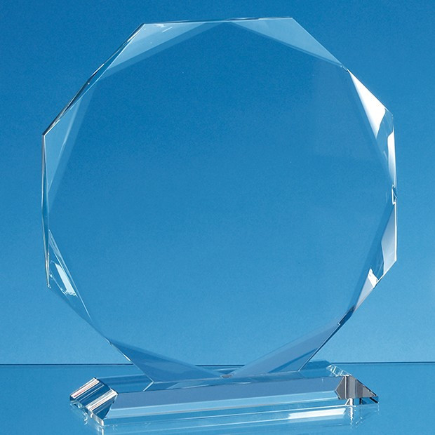 Custom Printed 14.5cm x 14.5cm x 15mm Clear Glass Facetted Octagon Award