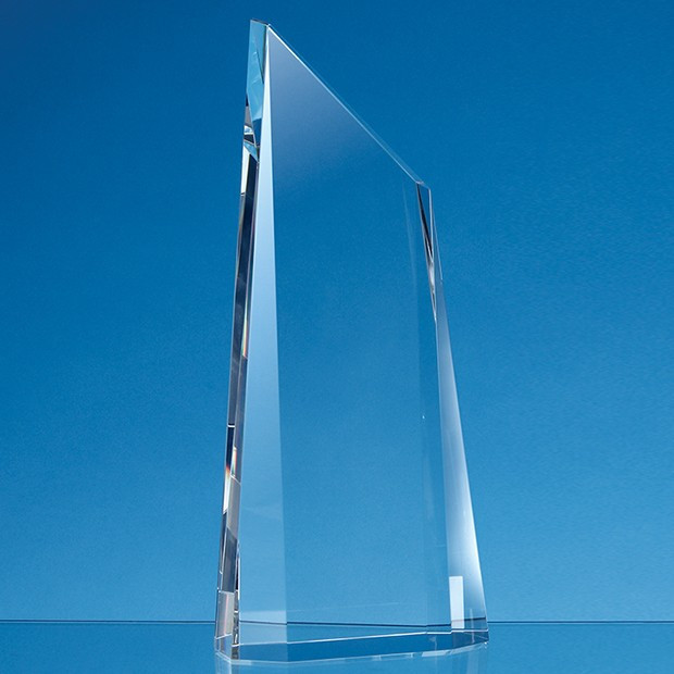 Custom Printed 18cm Optical Crystal Facetted Peak Award