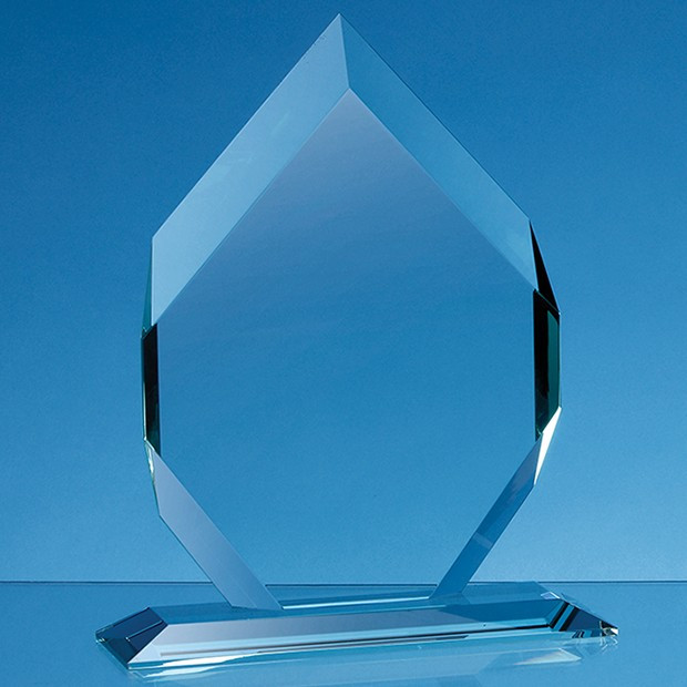 Custom Printed 24cm x 17.5cm x 15mm Jade Glass Majestic Diamond Award