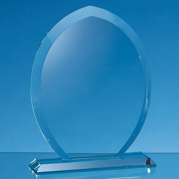 Custom Printed 20cm x 16cm x 15mm Jade Glass Tear Drop Award