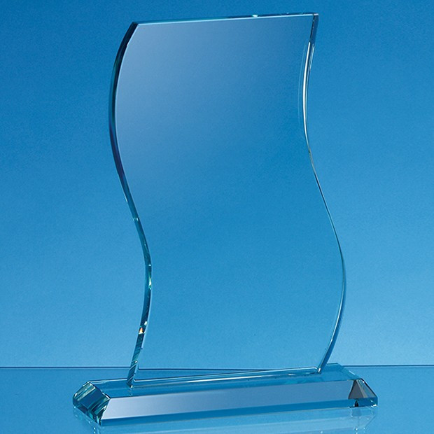 Custom Printed 18cm x 11.5cm x 15mm Jade Glass Wave Award