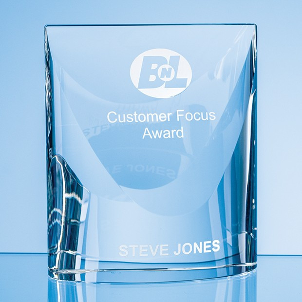 Custom Printed 14cm Optical Crystal Majestic Oval Column Award