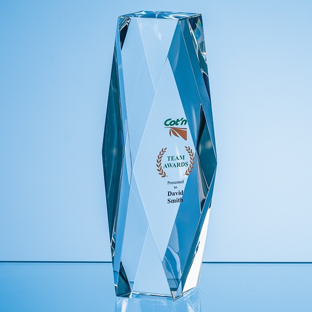 Custom Printed 20.5cm Optical Crystal Genesis Column Award