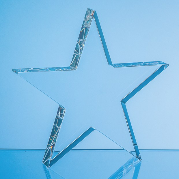 Custom Printed 12.5cm Free Standing Optical Crystal Star Award