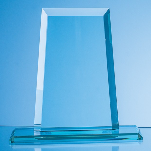 Custom Printed 14cm x 11cm x 15mm Jade Glass Tapered Rectangle Award