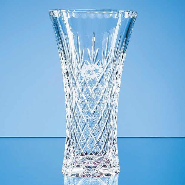 Custom Printed 25.5cm Lead Crystal Panelled Flared Vase