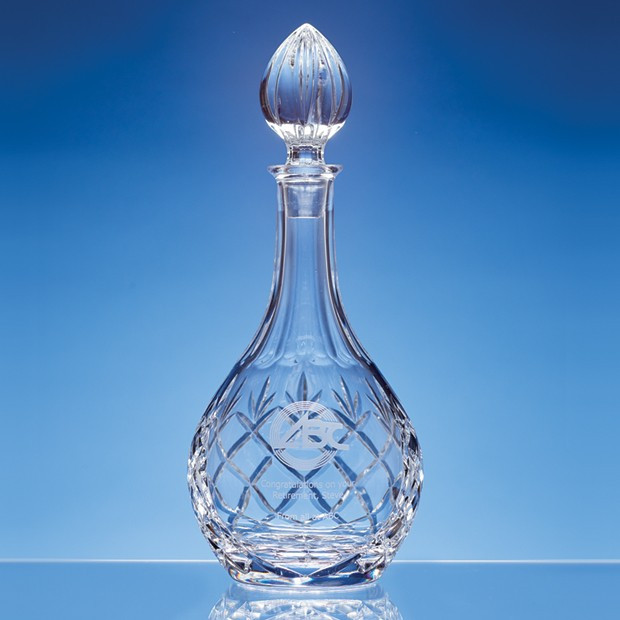 Custom Printed 1ltr Lead Crystal Panelled Wine Decanter