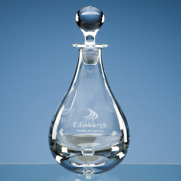 Custom Printed 0.75ltr Handmade Teardrop Wine Decanter