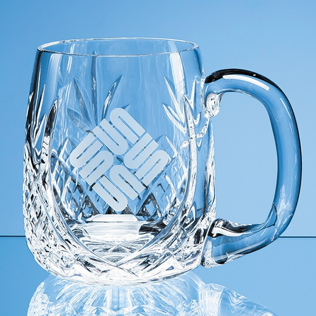 Branded 0.595ltr Lead Crystal Barrel Panel Tankard