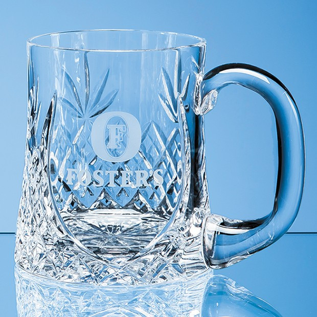 Branded 0.425ltr Lead Crystal Sloped Panel Tankard