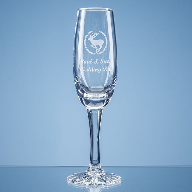 Custom Printed 165ml Grosvenor Lead Crystal Champagne Flute with Star Cut Base