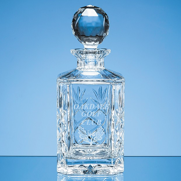 Custom Printed 0.8ltr Blenheim Lead Crystal Panel Square Spirit Decanter