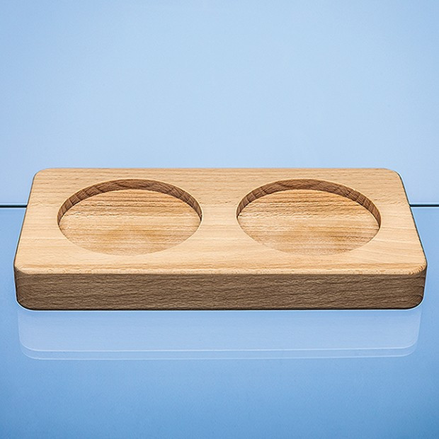 Custom Printed Double 80mm Recess Beech Wood Base - Base Only