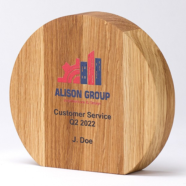 Branded 15cm x 16.5cm x 3.5cm Beech Circle Award