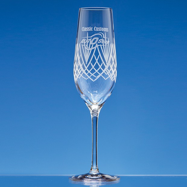 Custom Printed 150ml Panel Champagne Flute with Frost Cutting