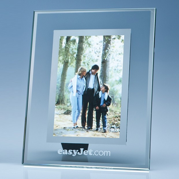 Custom Printed Clear Glass Frame with a Mirror Inlay for 4" x 6" Photo, V