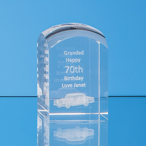 Custom Printed 17.5cm x 7.5cm x 7.5cm Optical Crystal Dome Tower