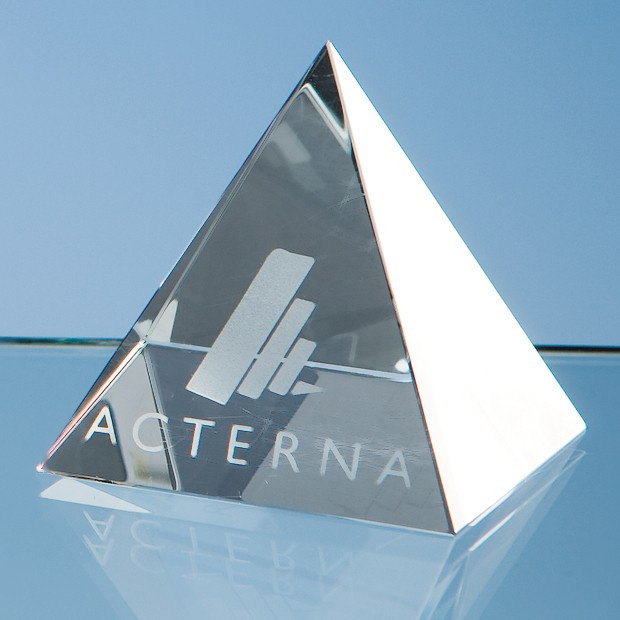 Custom Printed 6.5cm Optical Crystal 4 Sided Pyramid