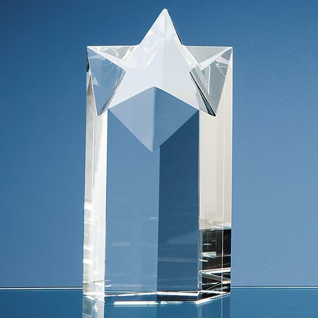 Custom Printed 18cm Optical Crystal Star Column Award