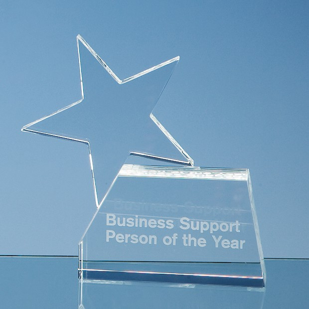 Custom Printed 14cm Optical Crystal Single Rising Star Award