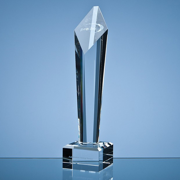 Custom Printed 29cm Optical Crystal Diamond Column Award