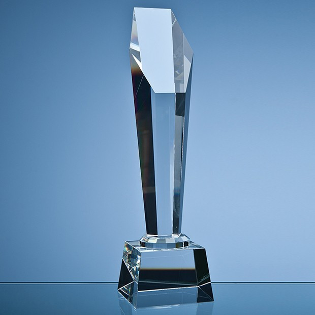 Custom Printed 33.5cm Optical Crystal Hexagon Column Award