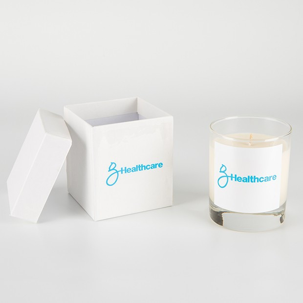 Custom Printed 240g Clear Glass Scented Candle in a Lidded Gift Box