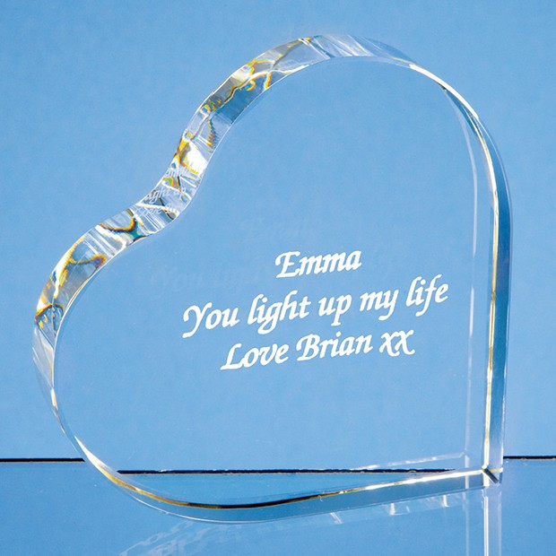 Custom Printed 10cm Optical Crystal Stand Up Heart