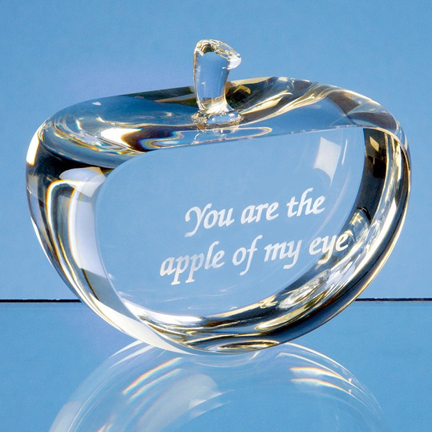 Custom Printed 7.5cm Optical Crystal Clear Flat Apple