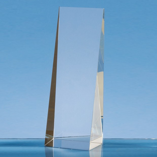 Custom Printed 19.5cm Optical Crystal Wedge Rectangle Award