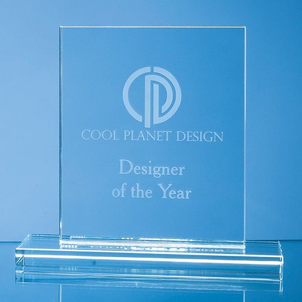 Custom Printed 12cm x 9cm x 12mm Clear Glass Rectangle Award