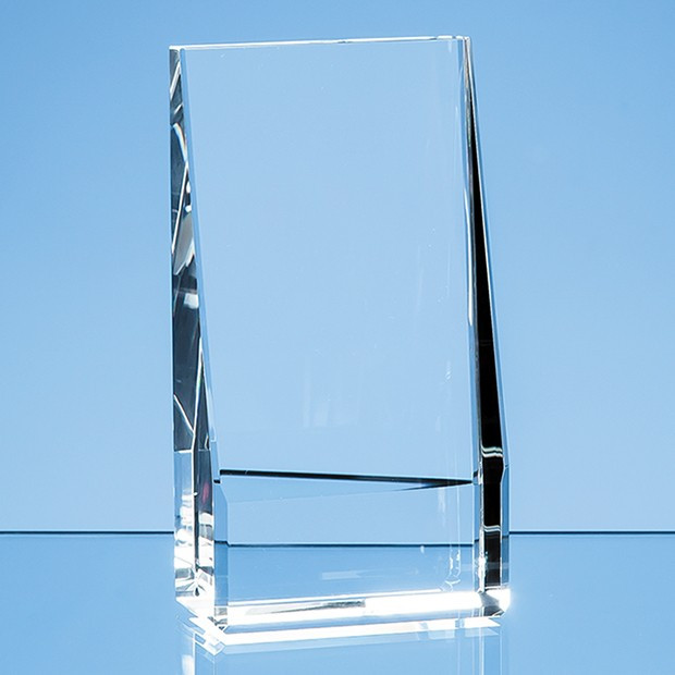 Custom Printed 16.5cm Optical Crystal Vertical Slope Award