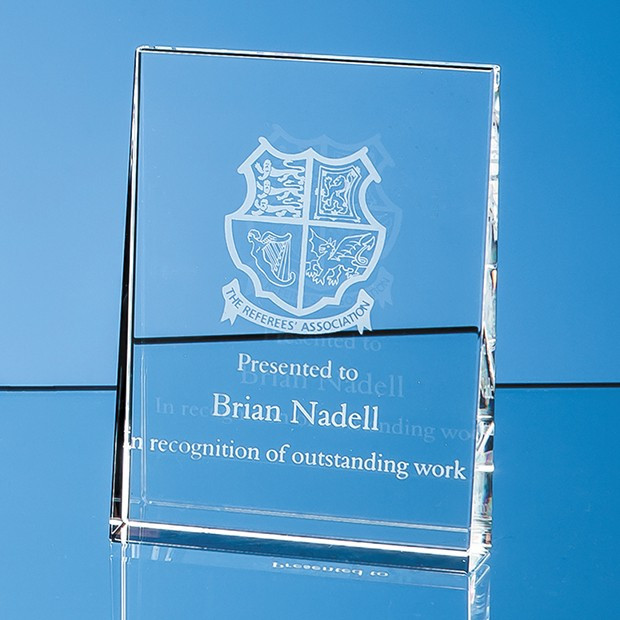 Custom Printed 12cm Optical Crystal Vertical Wedge Award