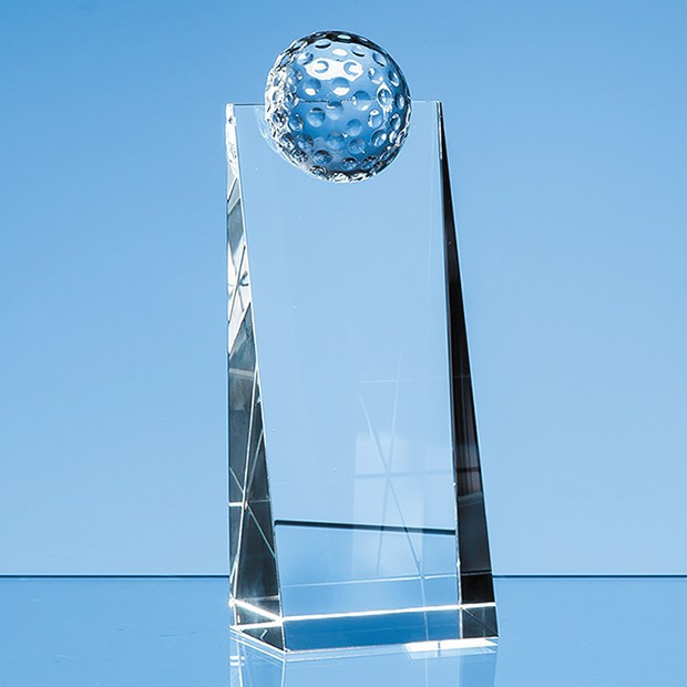 Custom Printed 18cm Optical Crystal Golf Ball Rectangle Award