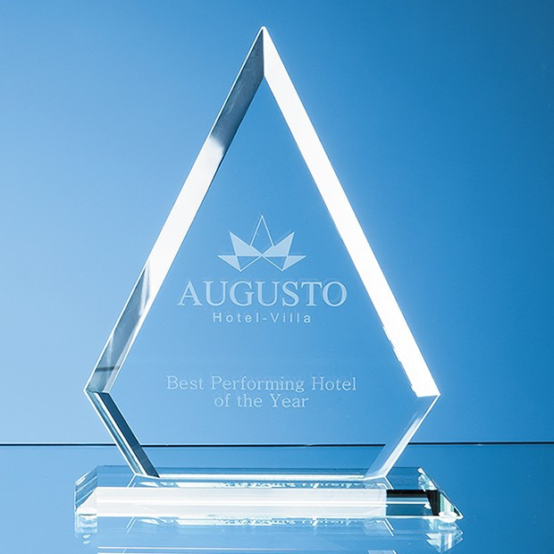 Custom Printed 22cm x 17cm x 12mm Jade Glass Bevelled Edge Diamond Award