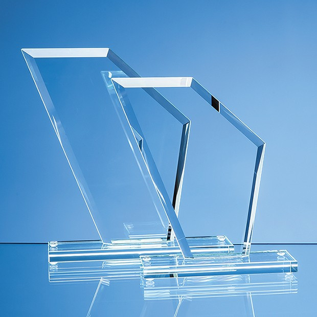 Custom Printed 17.5cm x 15.5cm x 1cm Jade Glass Bevelled Edge Wing Award