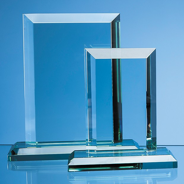 Custom Printed 20cm x 15cm x 19mm Jade Glass Mitred Rectangle Award