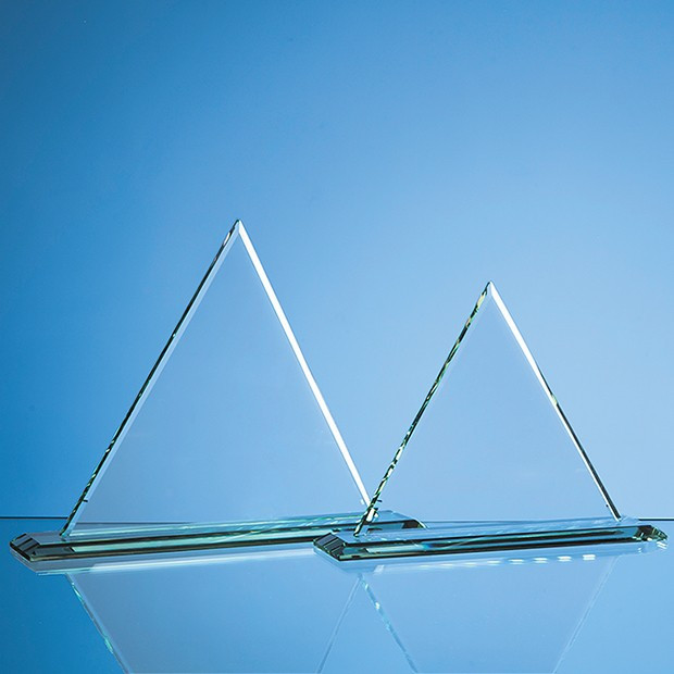 Custom Printed 27cm x 27cm x 12mm Jade Glass Pyramid Award