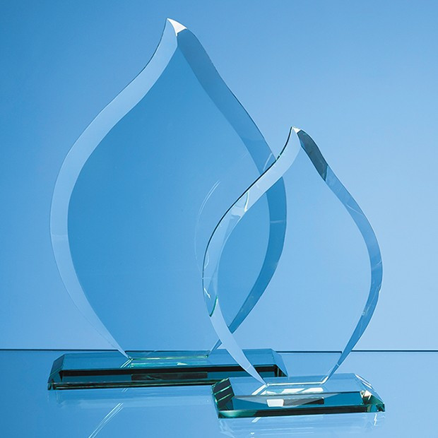 Custom Printed 16cm x 11cm x 12mm Jade Glass Flame Award