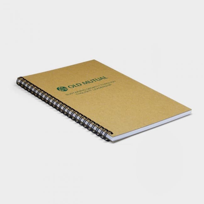 Custom Printed Green & Good A4 Wirebound Natural Board Notebook - Recycled