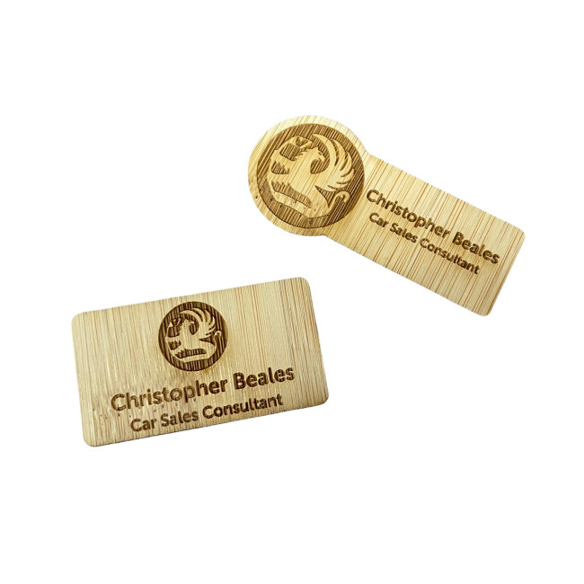 Custom Printed Bamboo Name Badge