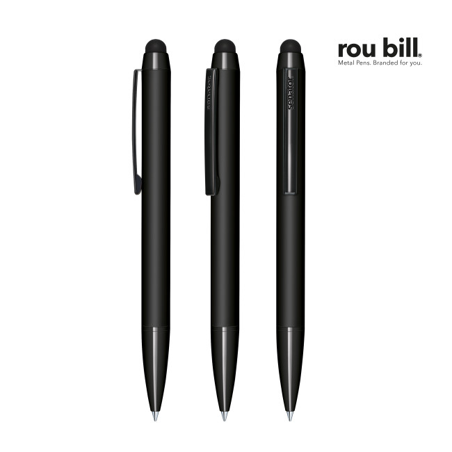 Custom Printed Rou Bill Attract Soft Touch Twist Ball Pen with Touch Pad - Image 2