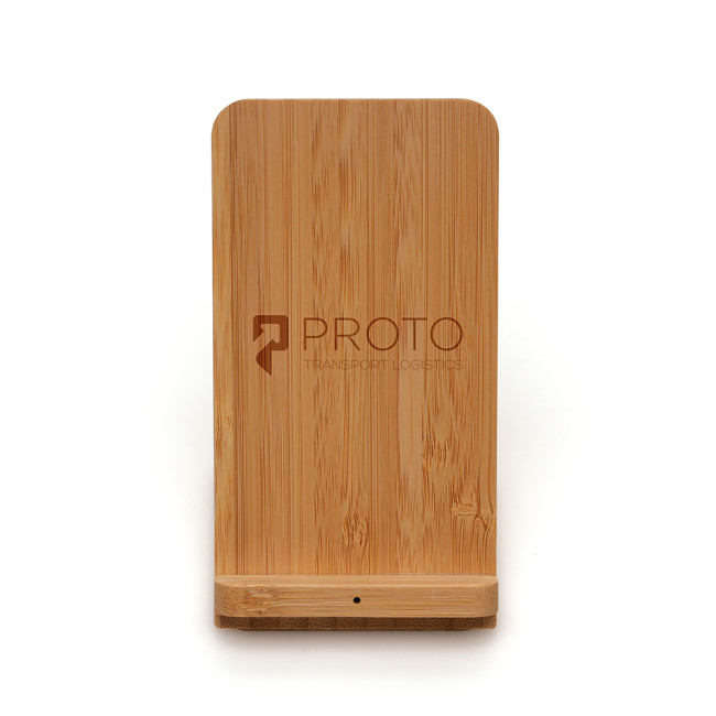 Branded Wireless Bamboo Phone Stand