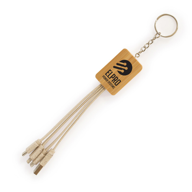 Branded Rectangle Bamboo & Wheat Straw Keyring