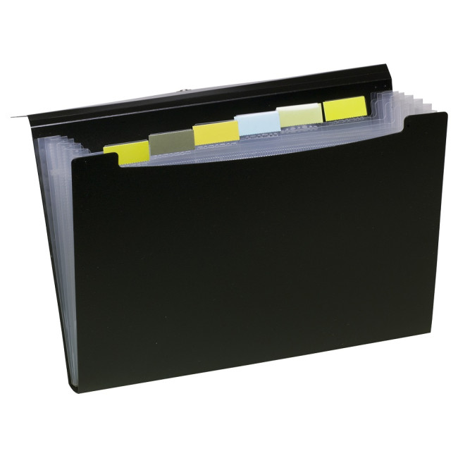 Custom Printed Eco-Eco A4 50% Recycled 7 Pocket Black Expanding File - Image 1